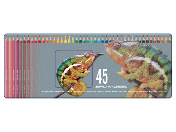 مداد رنگی 45 رنگ نیمه حرفه ای جعبه فلزی برونزیل-5010M45